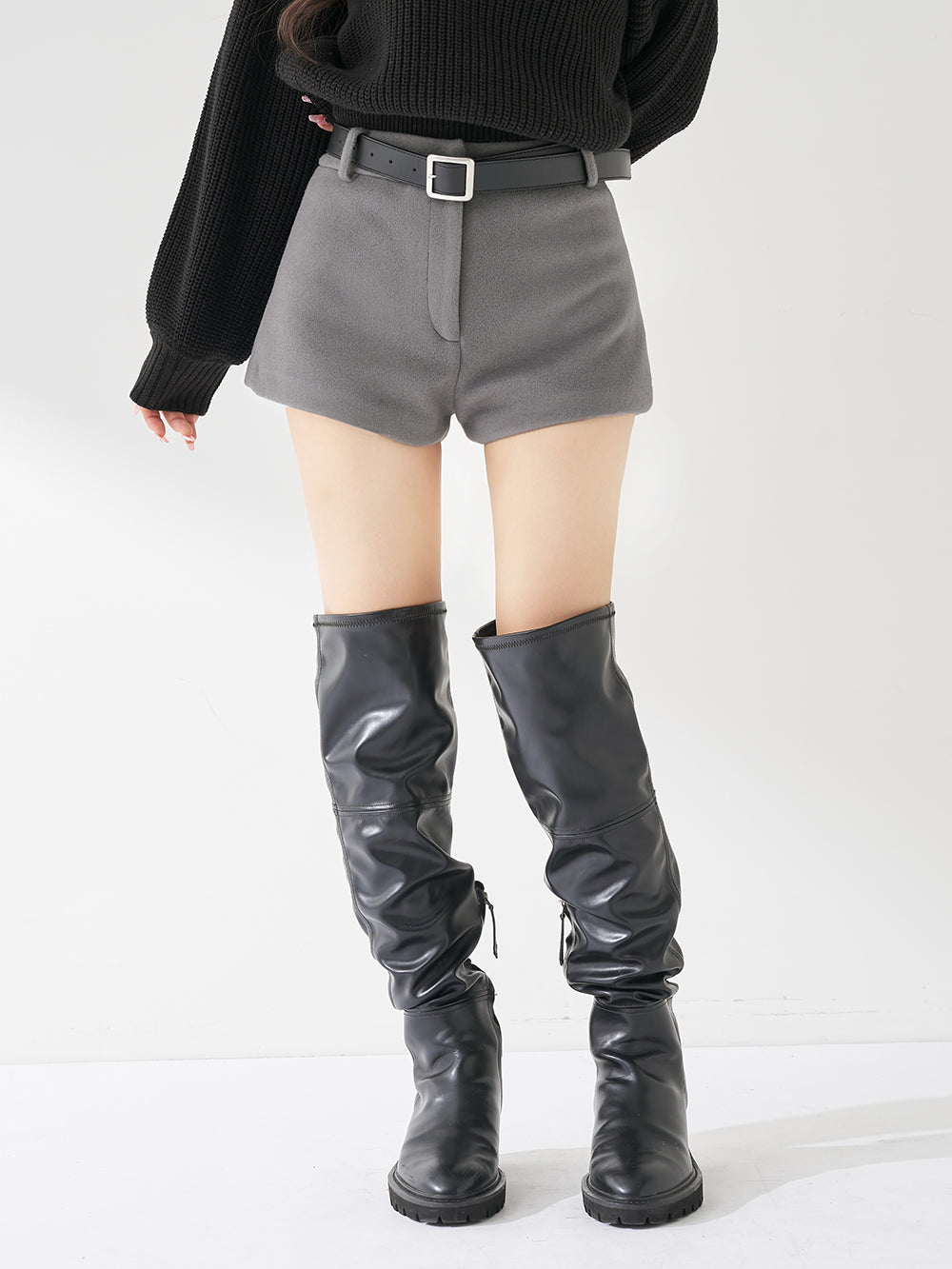 メルトンミドルショートパンツ - gry