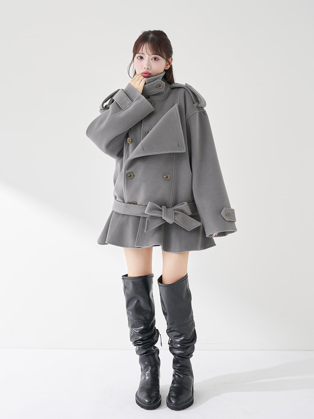 モデル：158cm（着用サイズ：FREE　着用カラー：GRY）