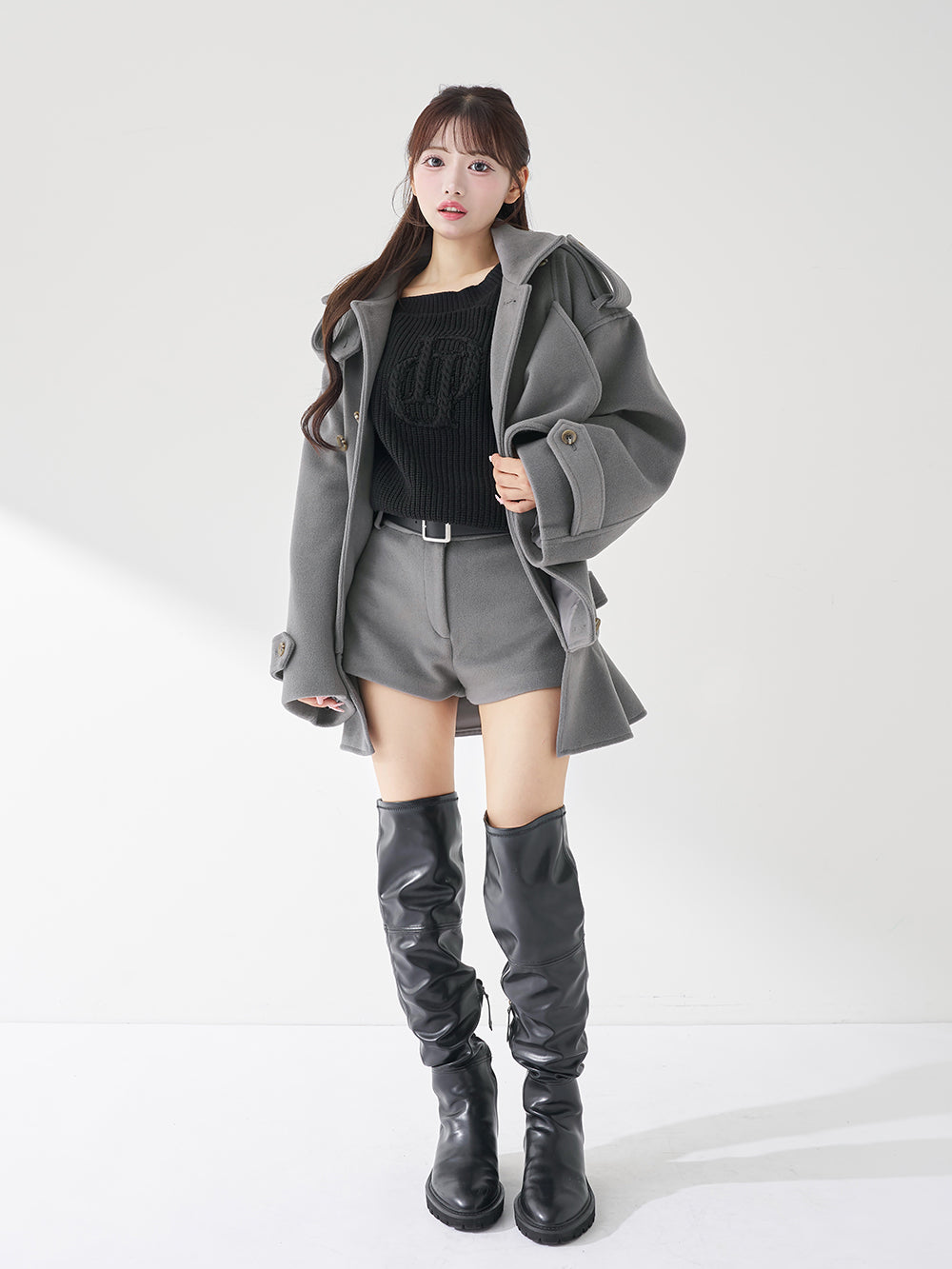 モデル：158cm（着用サイズ：S　着用カラー：GRY）