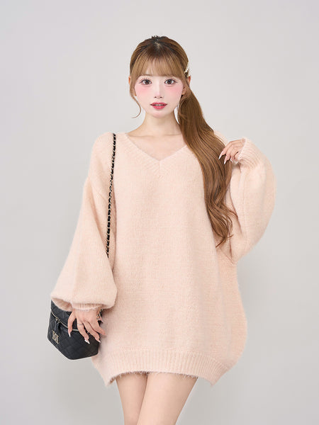 Big Ribbon Back Open Knit Top