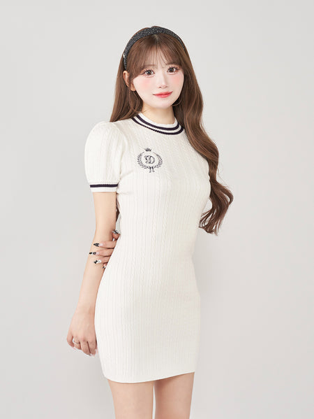 Emblem Cable Knit Mini Dress