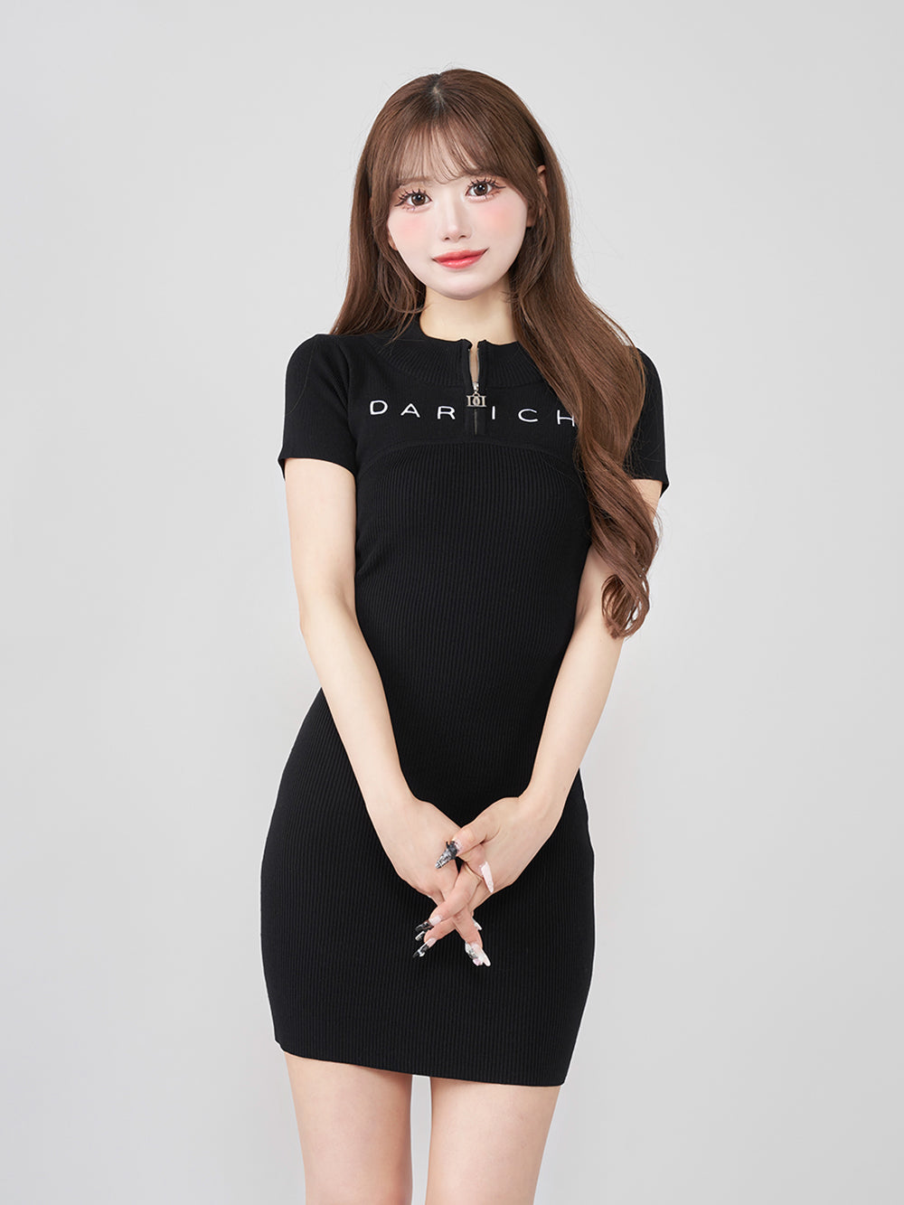 Darich ハーフジップリブニットミニワンピース ハーフジップリブニットミニワンピース – Darich