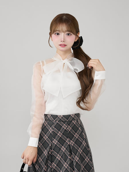 Sheer Puff Sleeve Blouse
