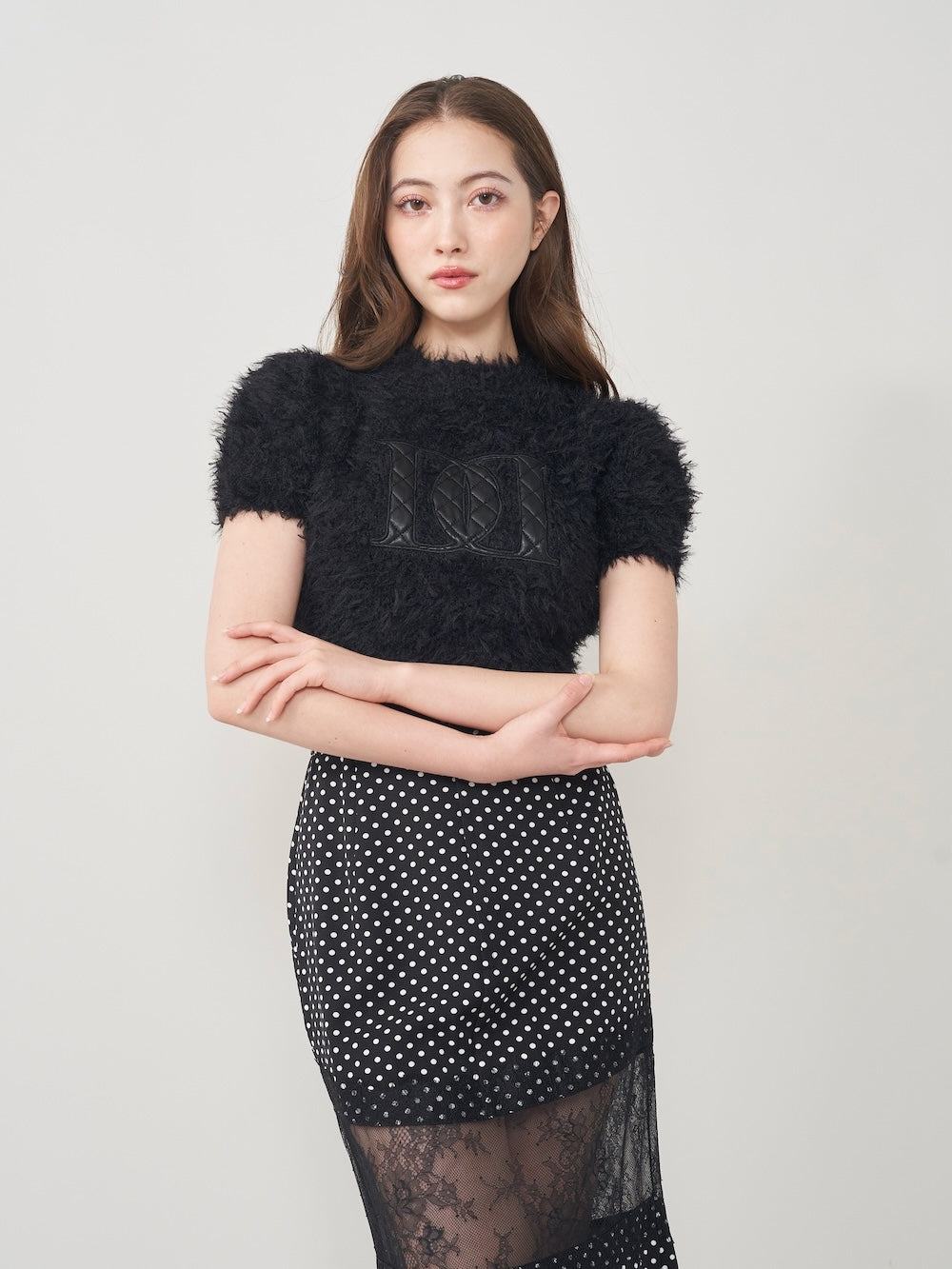 ファンシーヤーンニットトップス - blk