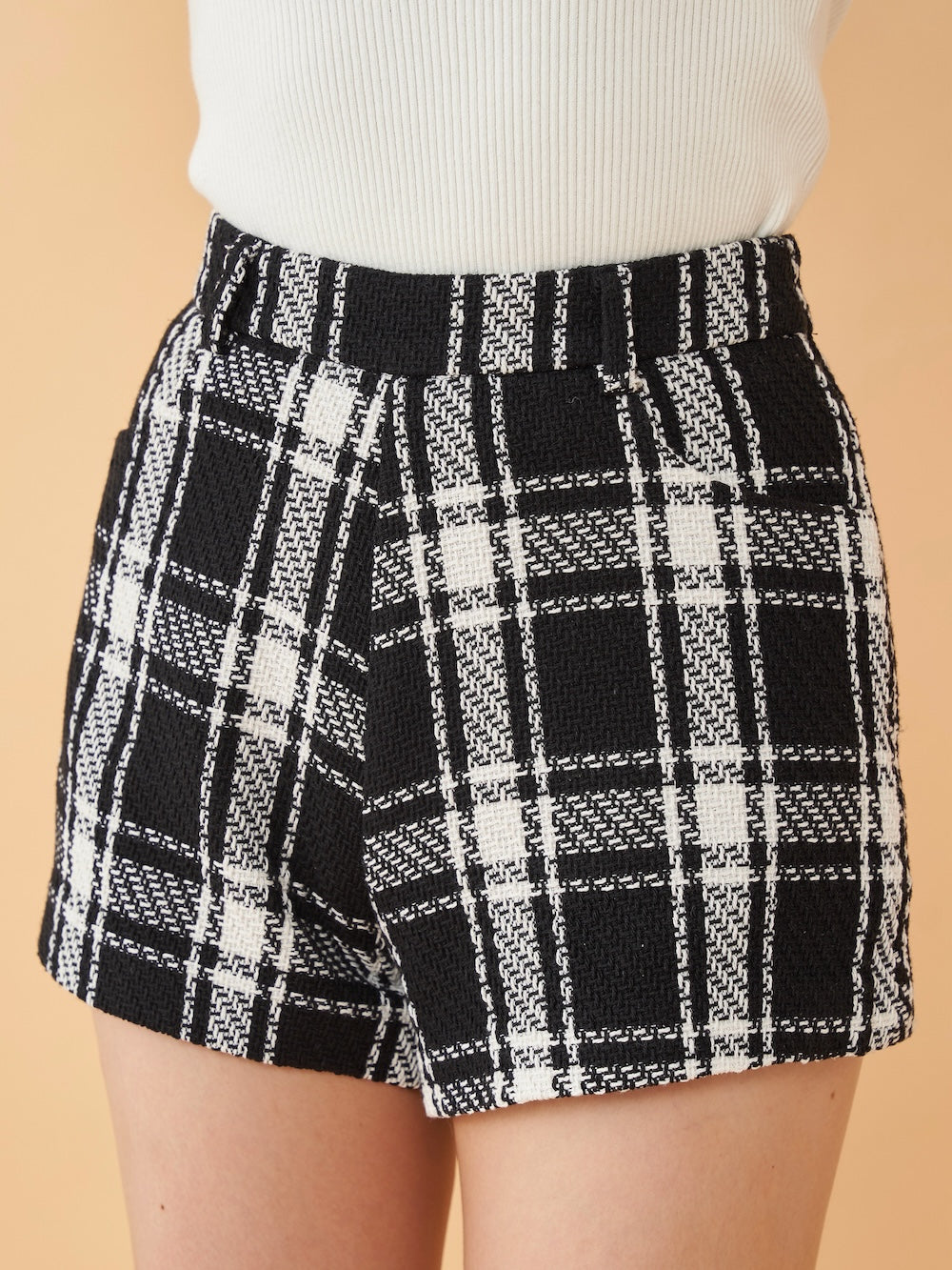 チェックツイードハイウエストショートパンツ