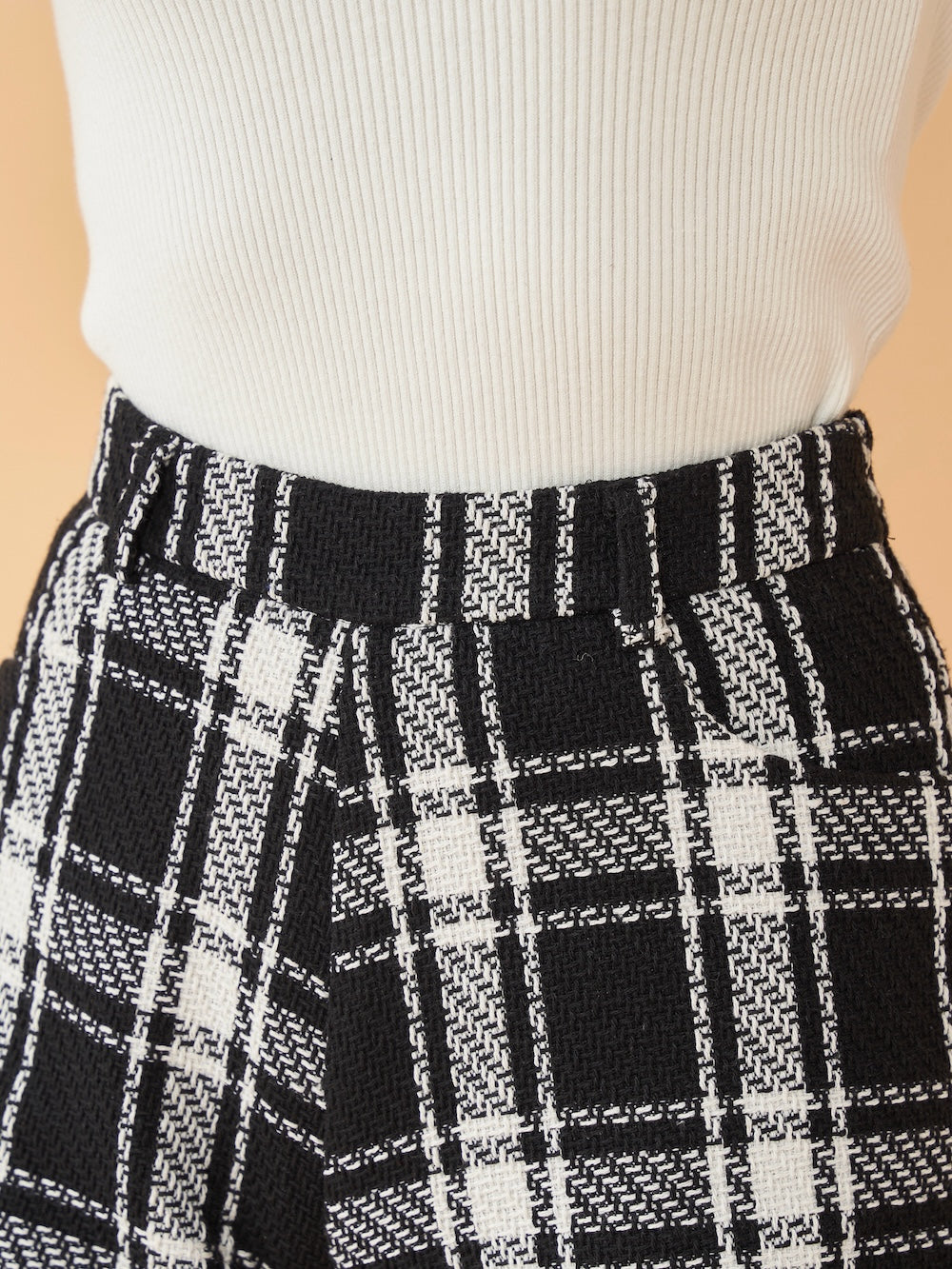 チェックツイードハイウエストショートパンツ