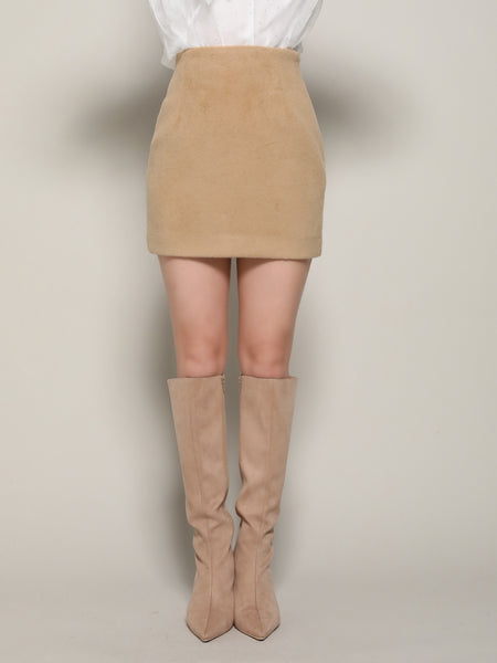 High-waisted curved tight mini skirt