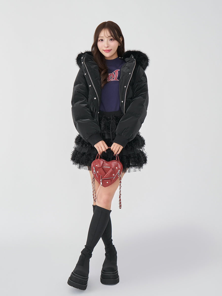 モデル：156cm（着用サイズ：FREE　着用カラー：BLK）