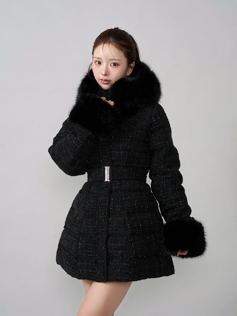 モデル：158cm（着用サイズ：S　着用カラー：BLK）