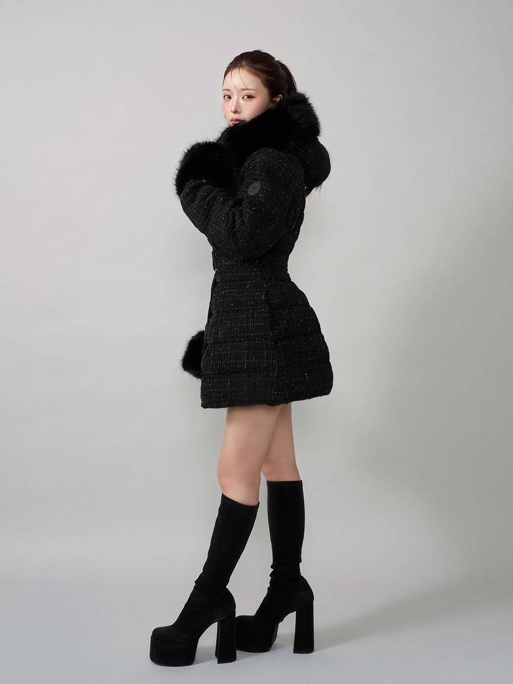 モデル：158cm（着用サイズ：S　着用カラー：BLK）