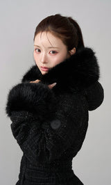 モデル：158cm（着用サイズ：S　着用カラー：BLK）