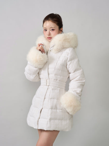 Lady Midi Tweed Down Coat