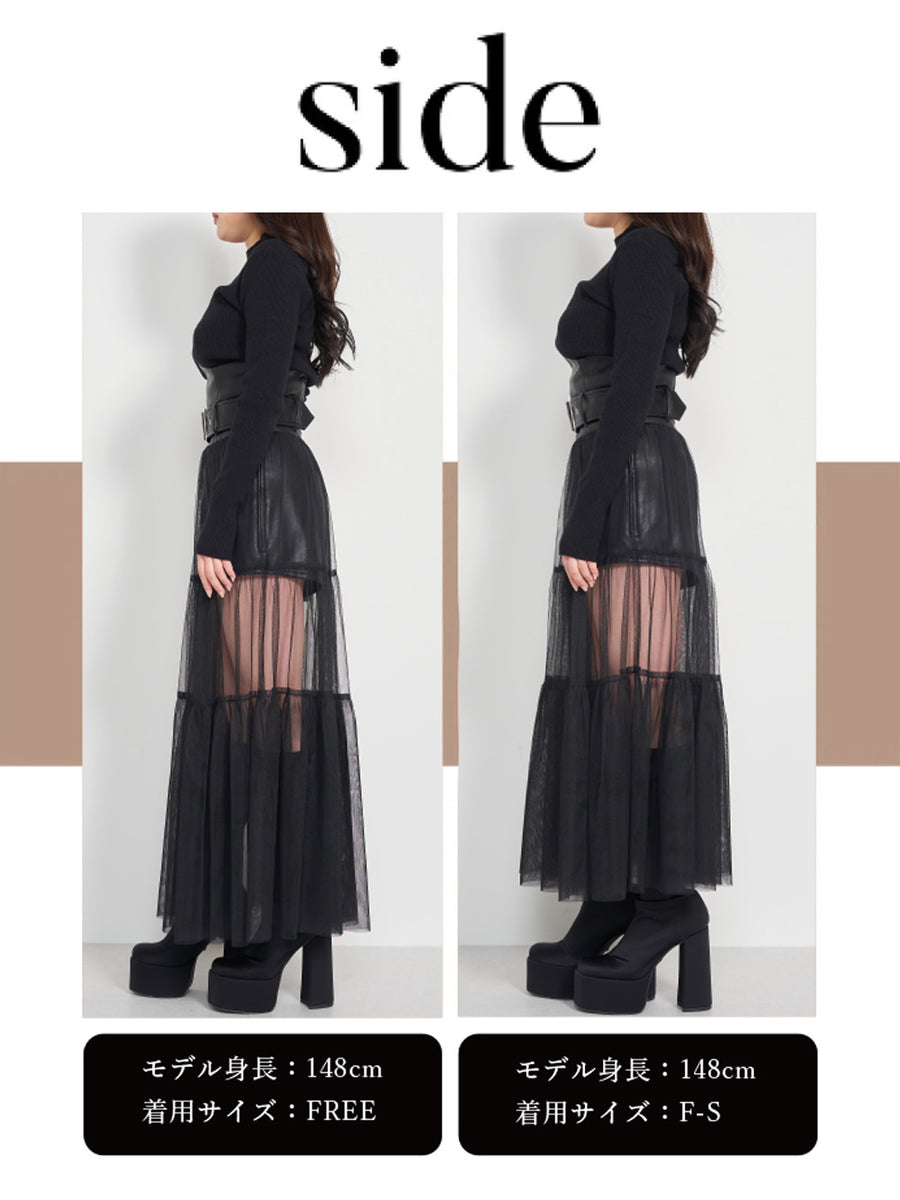 モデル：148cm（着用サイズ：F-S/FREE　着用カラー：BLK）