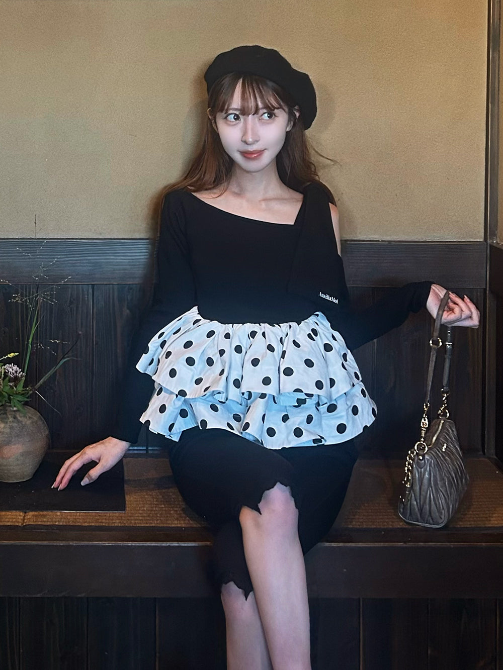 モデル：161cm（着用サイズ：FREE　着用カラー：DOT）