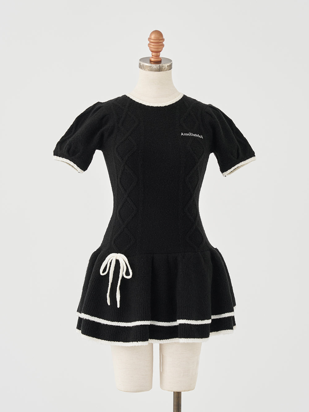 アーガイルニットミニワンピース - blk