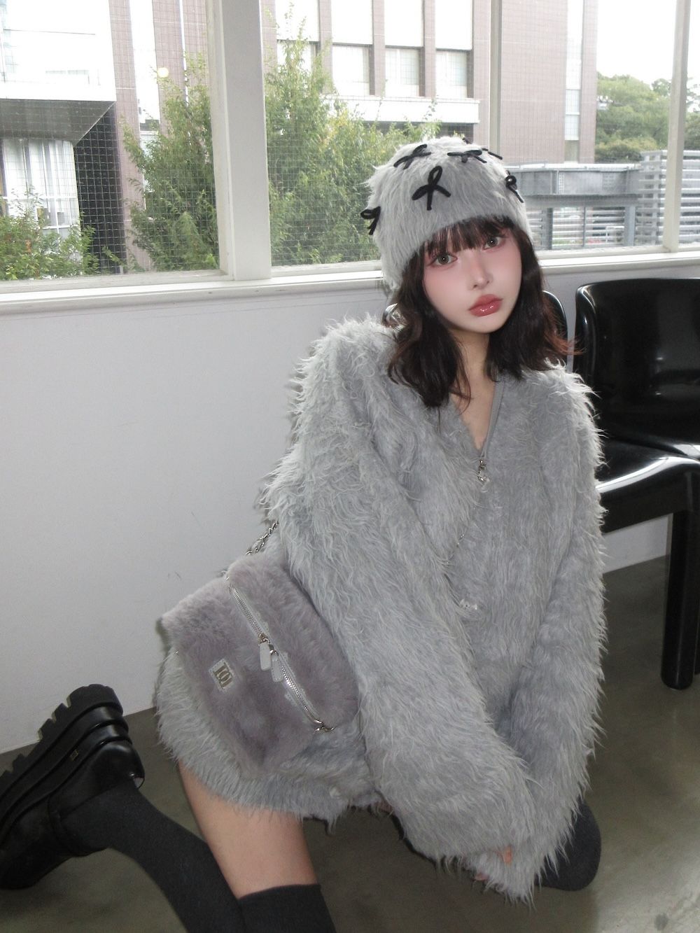 ヘアリーニットセットアップ