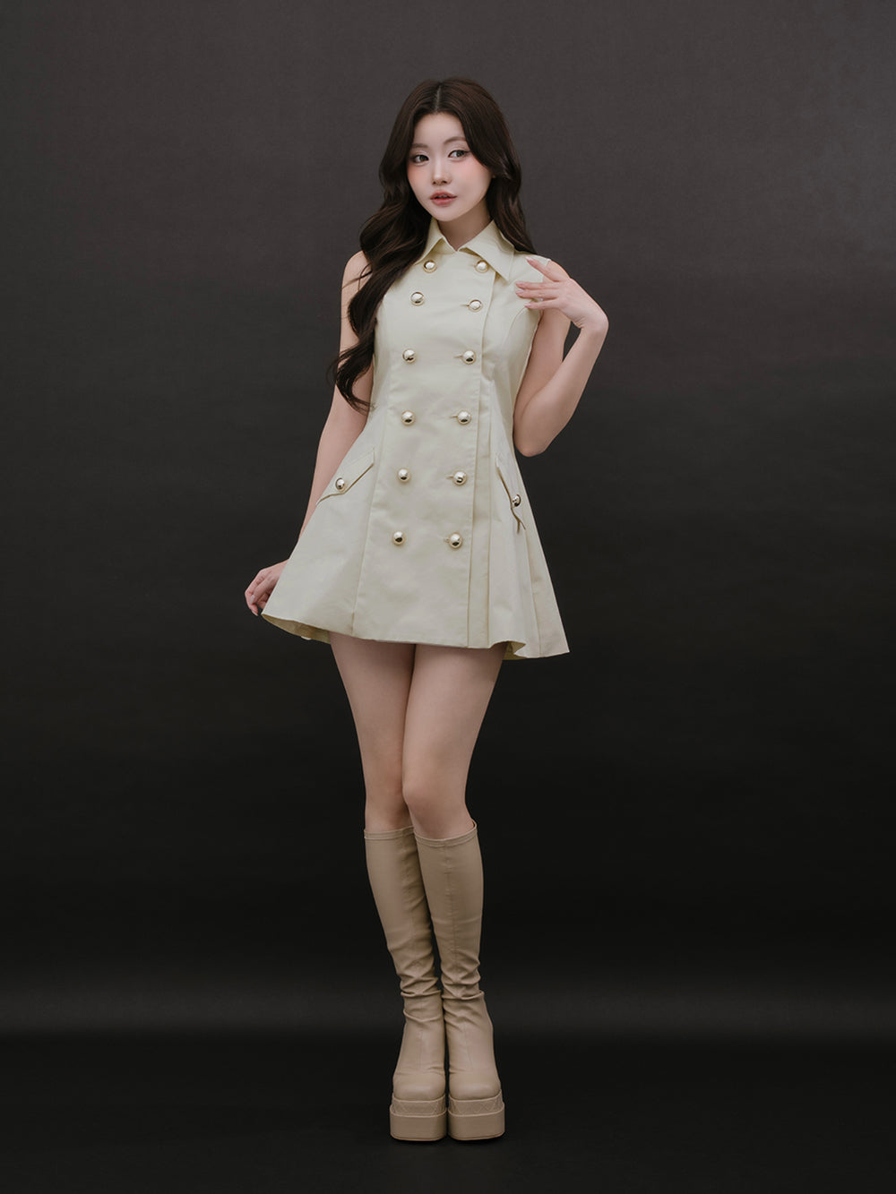モデル：164cm（着用サイズ：FREE　着用カラー：L-BEG）