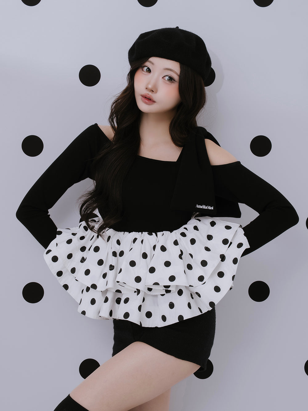 モデル：164cm（着用サイズ：FREE　着用カラー：DOT）