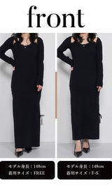 モデル：148cm（着用サイズ：F-S/FREE　着用カラー：BLK）