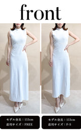ポイントオープンロングニットワンピース