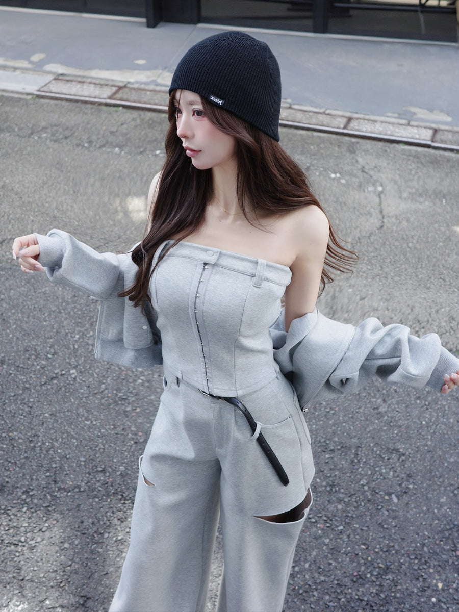 モデル：158cm（着用サイズ：FREE　着用カラー：GRY）