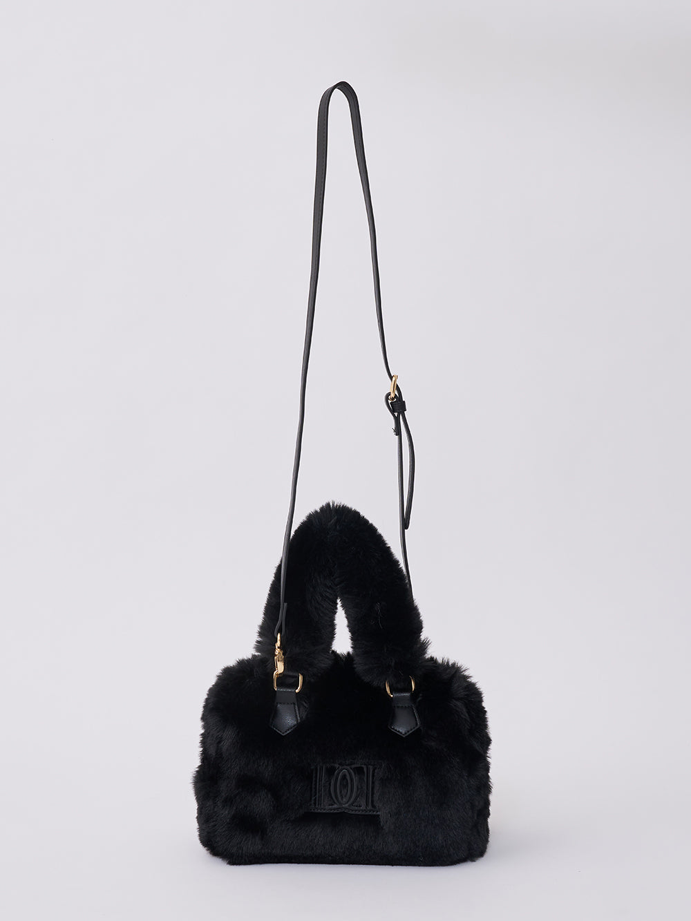 DDロゴファーボストンバッグ - blk