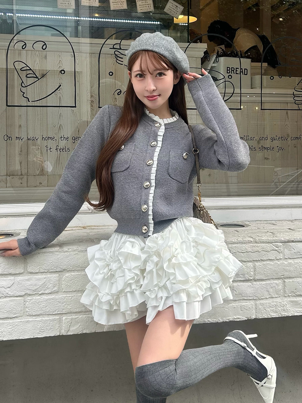 モデル：161cm（着用サイズ：FREE　着用カラー：GRY）