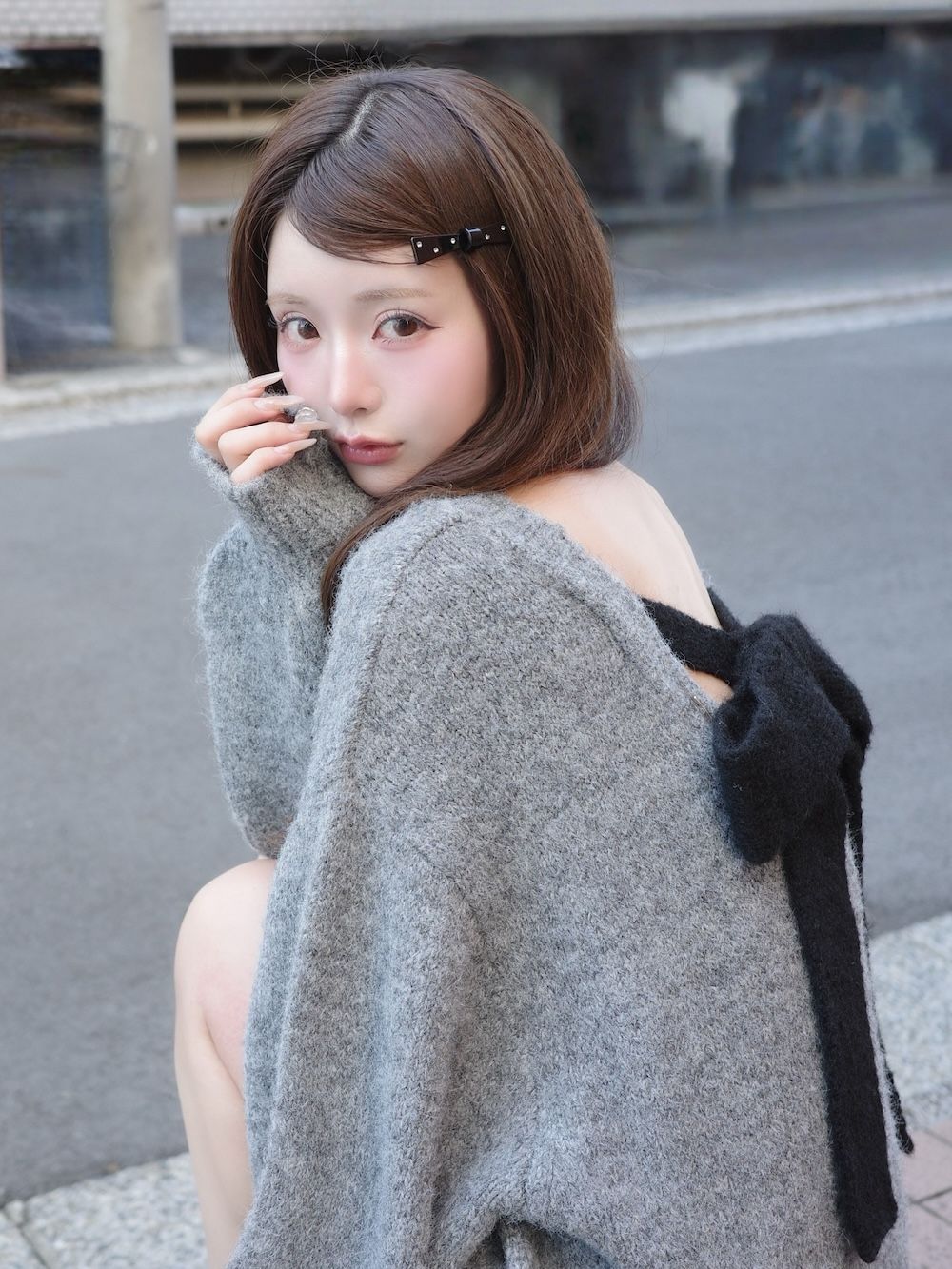 モデル：158cm（着用サイズ：FREE　着用カラー：GRY）