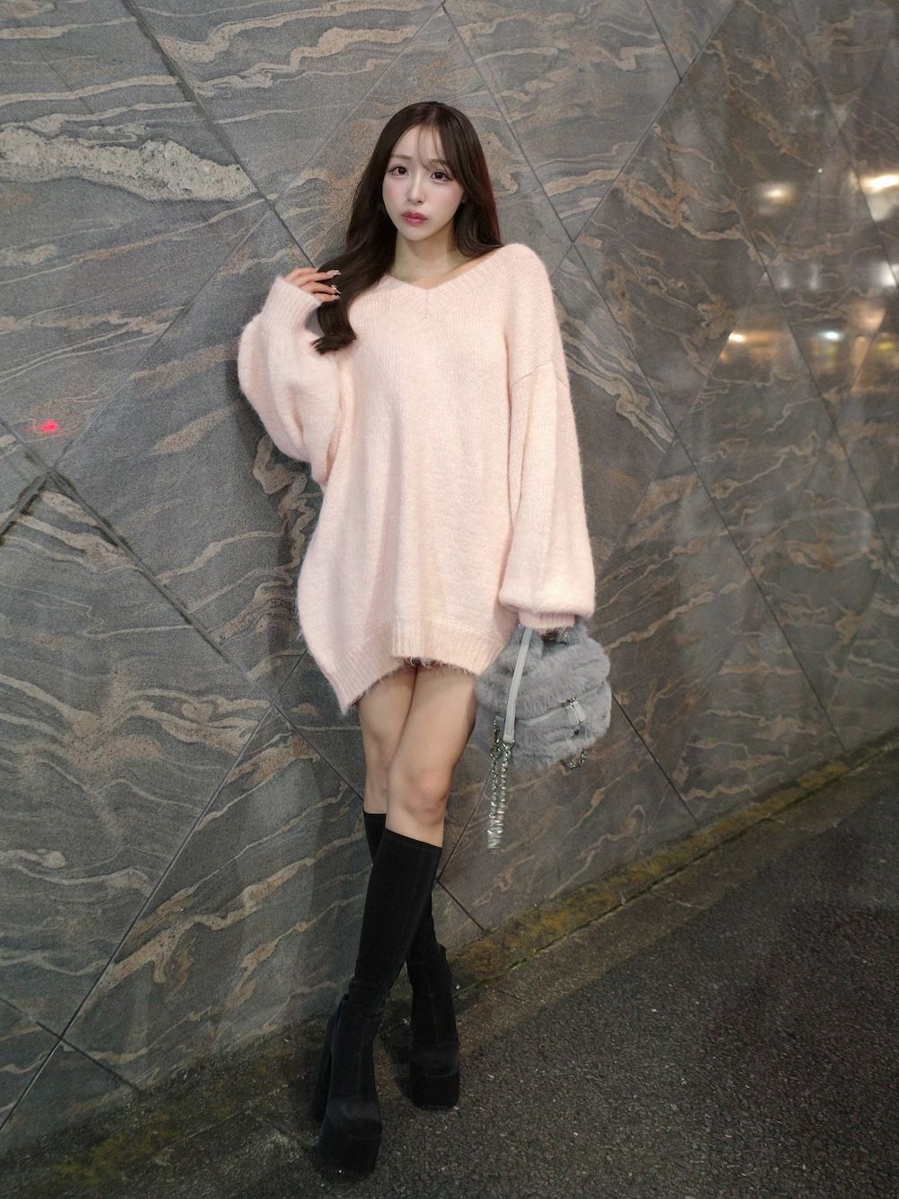 モデル：156cm（着用サイズ：FREE　着用カラー：PNK）