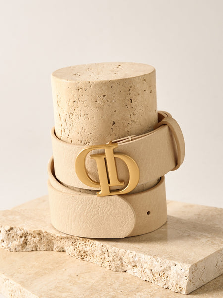 D Motif Leather Belt