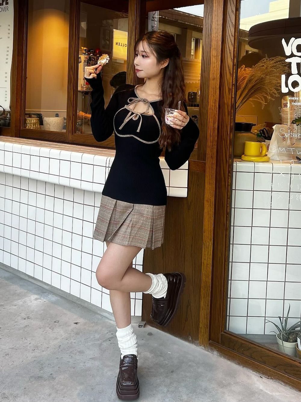 ポイントチェックニットミニワンピース – Darich