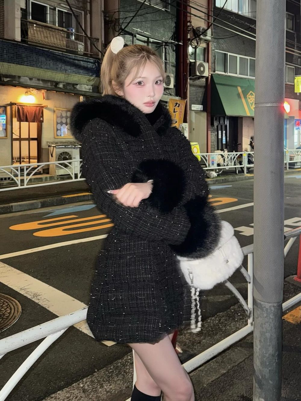 モデル：163cm（着用サイズ：S　着用カラー：BLK）