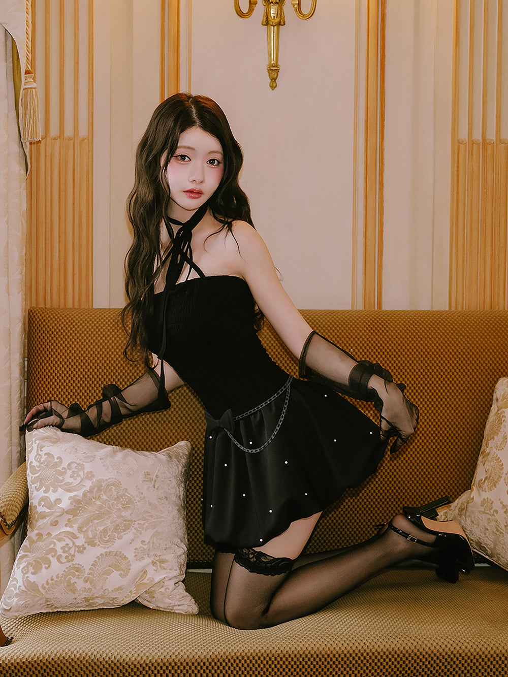 モデル：164cm（着用サイズ：FREE　着用カラー：BLK）