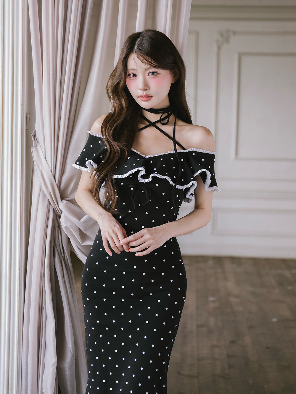 モデル：164cm（着用サイズ：FREE　着用カラー：DOT）