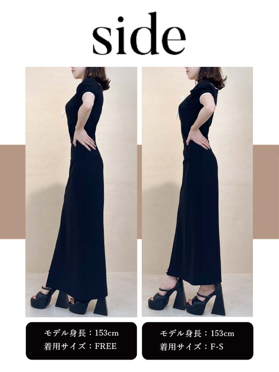 モデル：153cm（着用サイズ：F-S/FREE　着用カラー：BLK）