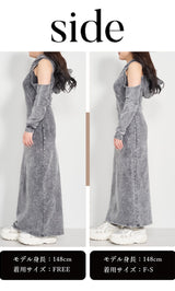 モデル：148cm（着用サイズ：F-S/FREE　着用カラー：C-GRY）