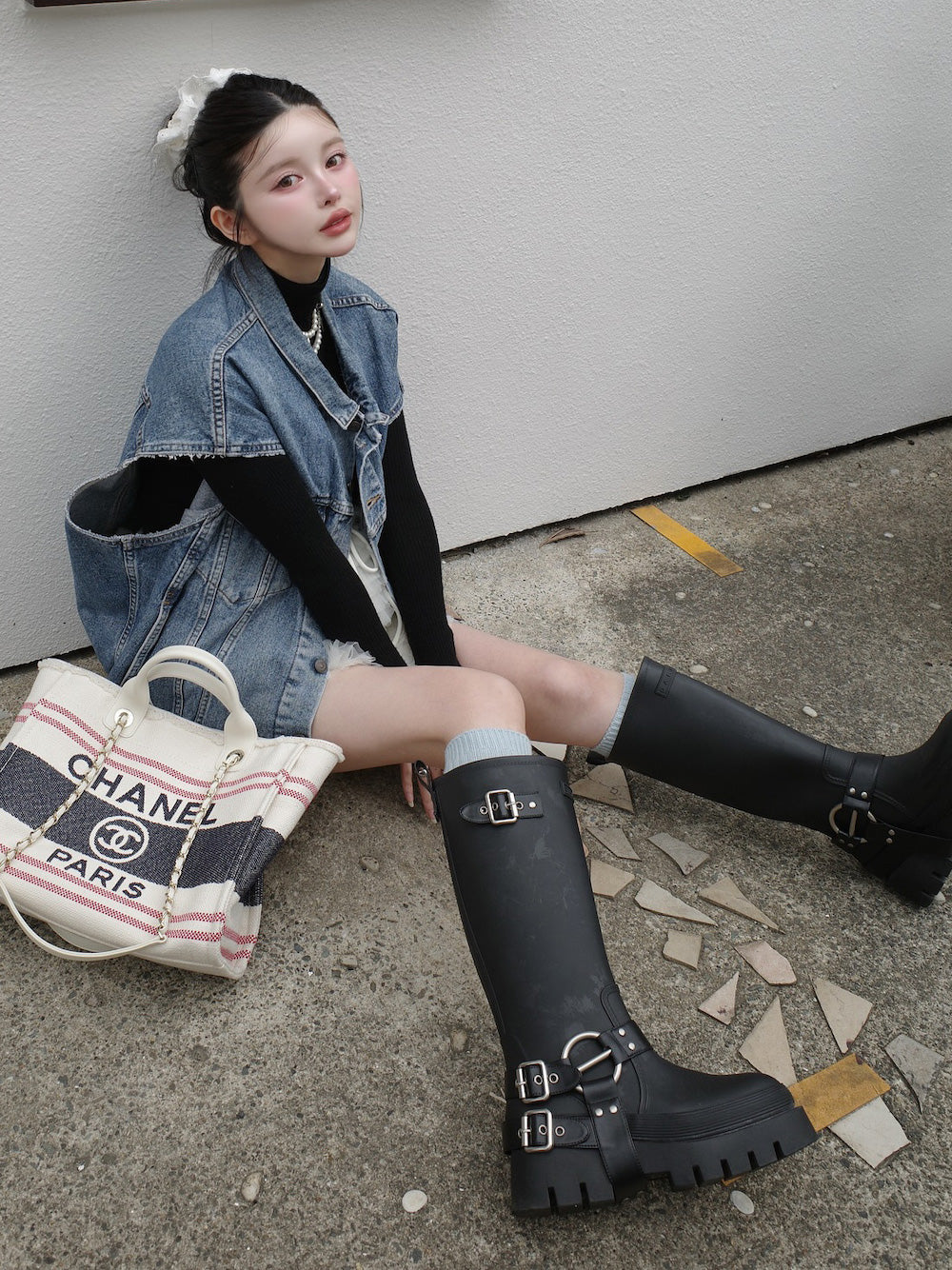 モデル：160cm（着用サイズ：M　着用カラー：BLK）