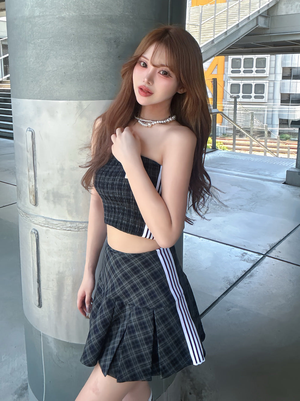 リメイクライクチェックミニスカート