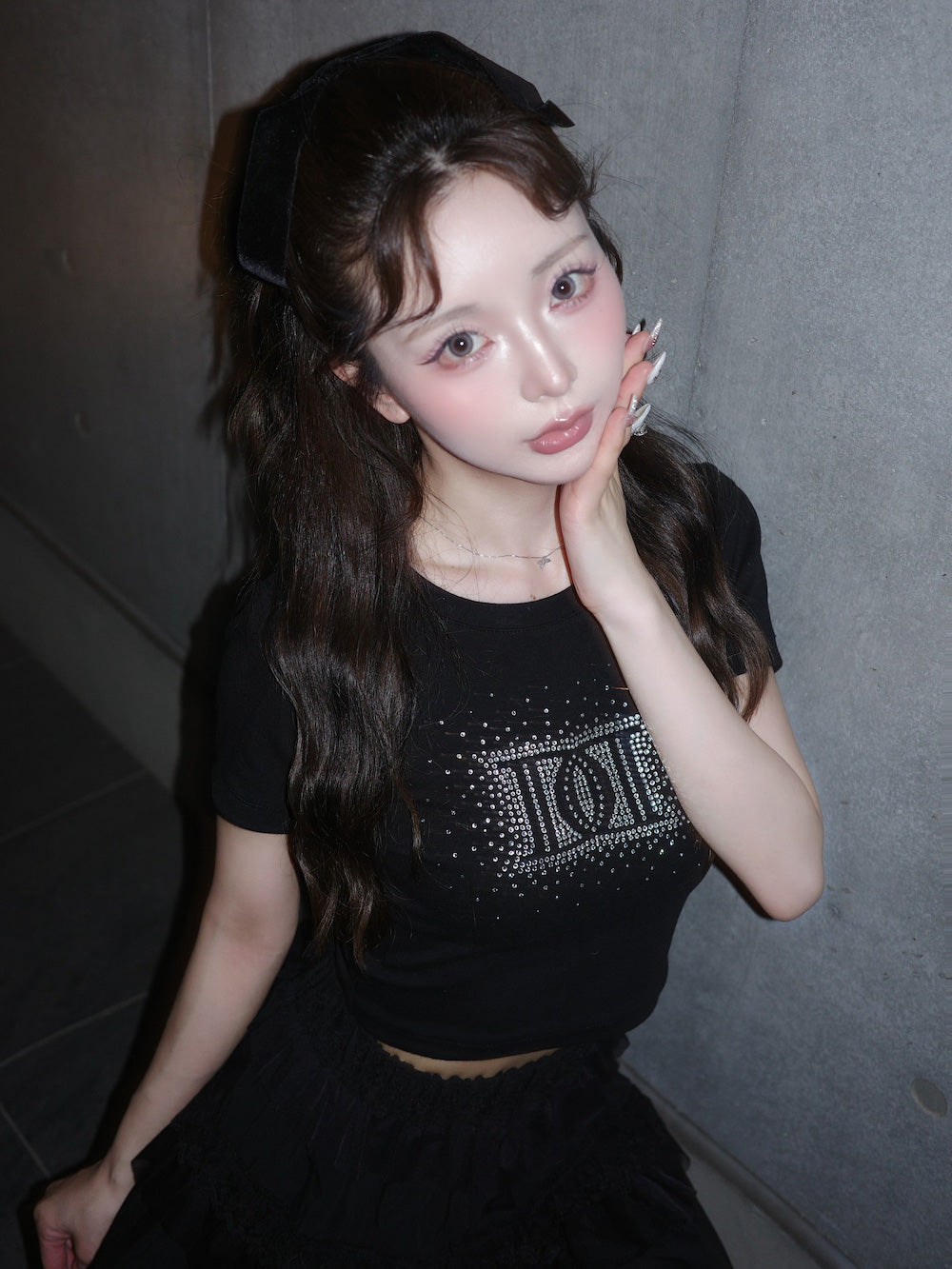 モデル：158cm（着用サイズ：FREE　着用カラー：BLK）