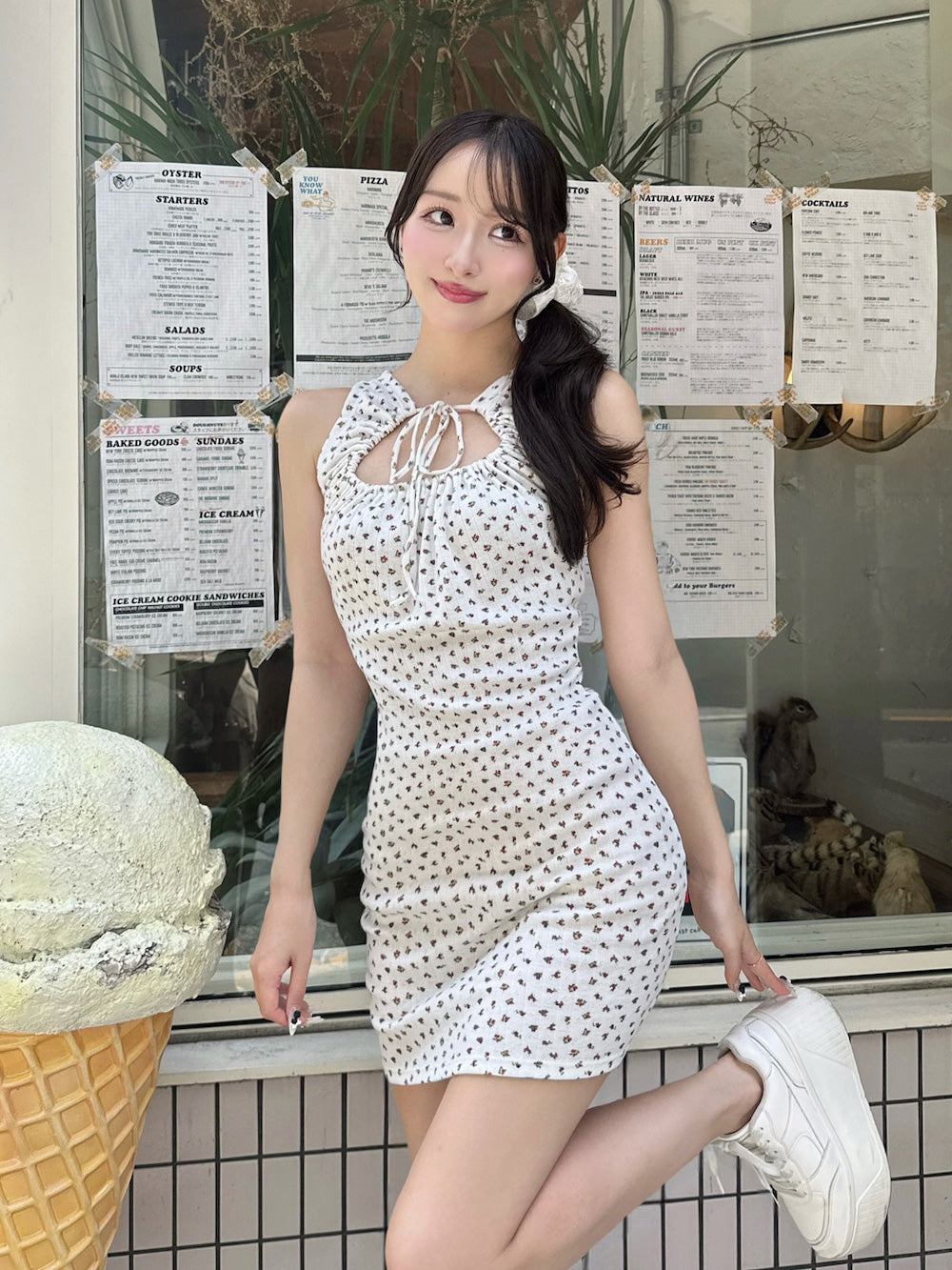 モデル：156cm（着用サイズ：FREE　着用カラー：WHT）