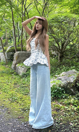 モデル：158cm（着用サイズ：S 着用カラー：I-BLU）