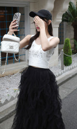 モデル：156cm（着用サイズ：FREE　着用カラー：BLK）