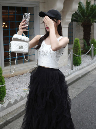 モデル：156cm（着用サイズ：FREE　着用カラー：BLK）