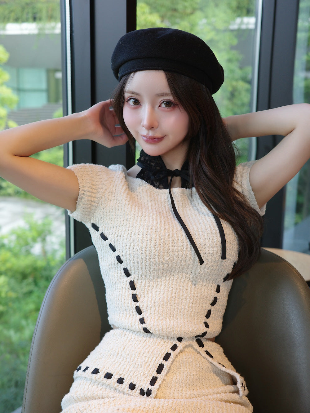 モデル：158cm（着用サイズ：FREE　着用カラー：IVO）