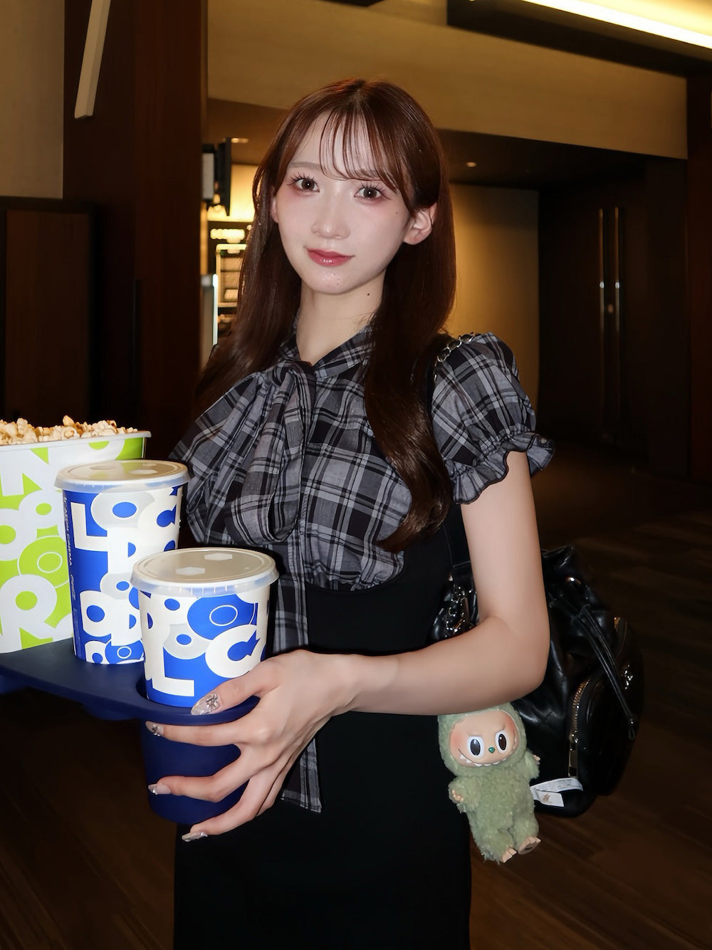 レイヤードライクボウタイニットミニワンピース