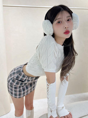 モールニットパフショルトップス
