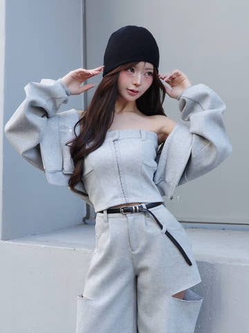 モデル：158cm（着用サイズ：FREE　着用カラー：GRY）