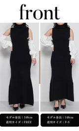 モデル：148cm（着用サイズ：F-S/FREE　着用カラー：BLK）