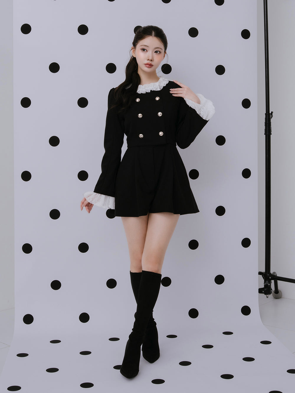 モデル：164cm（着用サイズ：FREE　着用カラー：BLK）