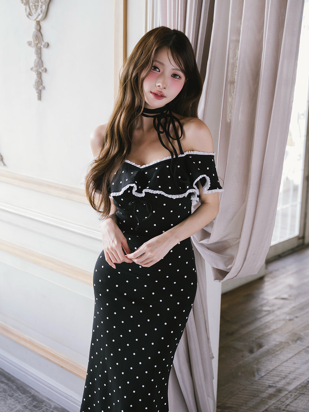 モデル：164cm（着用サイズ：FREE　着用カラー：DOT）